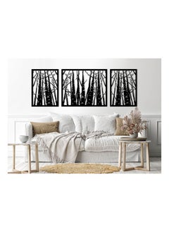 Buy Decorative forest trees wooden wall Art 3 panels 80x240 cm in Egypt