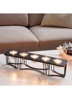 اشتري Prudence Metal & Glass 5 Candle Holder 46x10.5x10cm- Black في الامارات