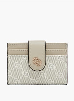 Buy Women Monogram Print Cardholder with Flap Closure in UAE