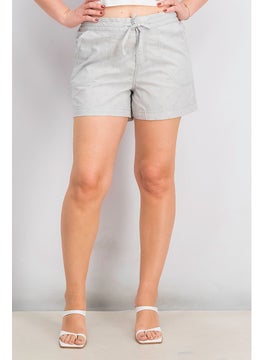 Buy Women Printed Drawstring Basic Shorts, Cloudy Grey in Saudi Arabia