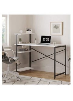 Buy Computer and gaming desk with writing table for study and 3 shelves forbooks in Saudi Arabia