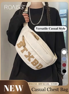 Buy Unisex Multifunctional Chest Bag Letter Print Design Simple and Fashionable Large Capacity Style Versatile and Suitable for Students Can be Worn as a Crossbody Bag or Waist Bag in UAE