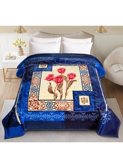Buy Soft-touch blanket embossed with distinctive winter designs and patterns, two pieces, 6 kg, size 240X220 cm in Saudi Arabia