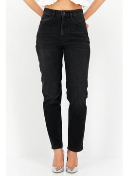 اشتري Women Mon Fit High Waist Stretchable Denim Jean, Black في الامارات