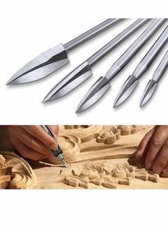 Buy Wood Carving Drill and Tools Universal Accessories, White Steel Bit Rotary Grinding Tool for Crafts, DIY, Carving, Drilling (5 Pcs) in UAE