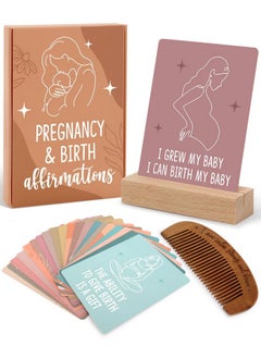 اشتري Pregnancy And Birth Affirmation Cards With Wooden Engraved Labor Comb Production Encouragement Positive Push New Mom Gifts For Women After Birth Boho Style Gender Reveal Neutral Present في السعودية