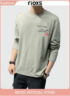 Buy Men's Basic Slim Fit Shirt Long Sleeve Basic T-Shirt Printed Casual Top in Saudi Arabia