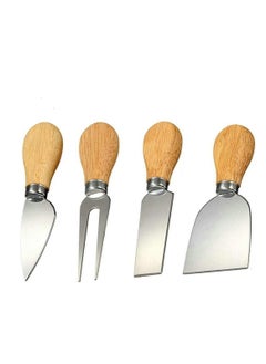 Buy Steel Stainless Cheese Slicer Knives with Bamboo Wood Handle - Set of 4 Pieces in UAE