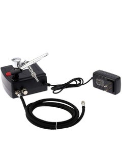 Buy Airbrush Compressor Kit, Portable Double Action Spray Gun and Mini Air Compressor Set (Black) in UAE