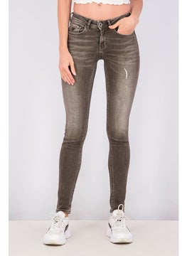 اشتري Women Skinny Fit Rip Jeans, Wash Grey في السعودية