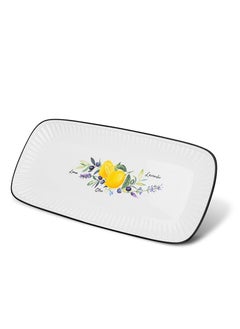 Buy Rectangular Plate 36cm, Lemon Provence White Porcelain for Party, Large Serving Tray for Fish Dish, Steak, Restaurant, Dessert Serves in UAE