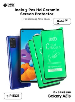 Buy 3 Pcs HD Ceramic Screen Protector For Samsung Galaxy A21s - Clear/Black in Saudi Arabia