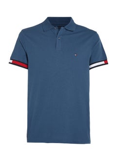 Buy Men's Hilfiger Flag Slim Fit Polo -  Stretch organic cotton, Blue in Saudi Arabia