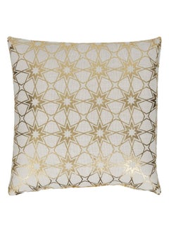 Buy Shirin Foil Printed Filled Cushion, Ivory & Gold - 40x40 cm in UAE