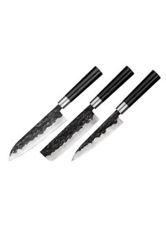 اشتري Samura Blacksmith Set Of 3 Kitchen  Knives: Utility Knife Nakiri Knife Santoku Knife في الامارات