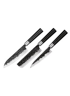 Buy Samura Blacksmith Set Of 3 Kitchen  Knives: Utility Knife Nakiri Knife Santoku Knife in UAE