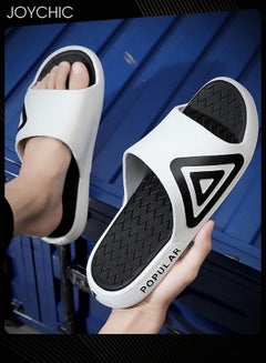 اشتري Korean Style Wave Design Women Men Sport Slippers Trendy Spring and Summer Anti-slip Breathable Quick-drying Soft Beach Flip-flops for Home Indoor and Outdoor Black+White في السعودية