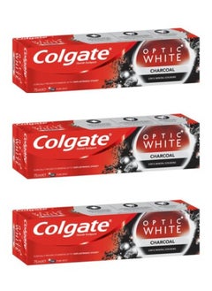 Buy 3 Piece Set Optic White Charcoal Whitening Toothpaste 75Ml in Saudi Arabia