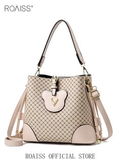 اشتري Bucket Bag New Fashion Color Contrast Portable Large Capacity Retro Shoulder Messenger Bag في السعودية