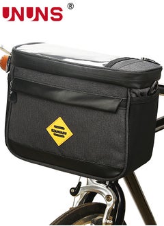 اشتري Bike Front Basket,Bicycle Handlebar Bag With Touch-Screen Phone Bag Fit Phone Under 7",Waterproof Cycling Phone Holder Bike Basket Pocket,Cold Warm Insulation Outdoor​Storage Pouch-Black 23x12x18cm في السعودية