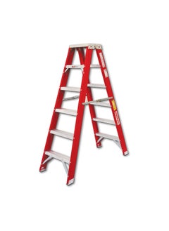 اشتري Fiber Double Sided Ladder - Lightweight, Ladder for Home, Office & Outdoor Use | 9 Steps Folding Ladder with Anti-Slip Design | Heavy-Duty Multi-Use Ladder | 2.7 Meter في الامارات