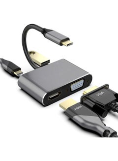 Buy USB C to HDMI VGA Adapter USB Type C Digital AV Multiport Adapter Thunderbolt 3 Converter to HDMI 4K+VGA 1080P+USB3.0+Fast Charging Port for MacBook/IPAD Pro/Galaxy S8/S9 in Saudi Arabia
