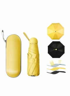 اشتري Sun Umbrella with Case, Capsule Umbrella Windproof Anti UV Sun Travel Lightweight Parasol Mini Folding Outdoor Sun Rain Umbrellas Compact Portable for Women Men في السعودية