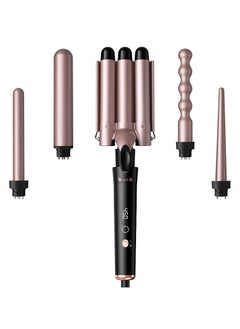 Buy 5 in 1 Hair Curler,Hair Curling Iron,with 5 Interchangeable Curling Wand Ceramic Barrel, and 4 Temperature Adjustments, Ceramic Curling Wand,(19-32mm)Rose Gold in UAE