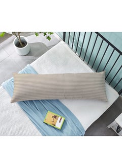 اشتري Krude  Long Body Pillow 1pc, Fabric: 100% Polyester 85 GSM Microfiber 1 cm Stripe Super Soft, Filling: 1300 gm Hollow Fiber Comfort, Breathable & Ultra Soft Size: 45 x 120 cm, Color: Beige في الامارات