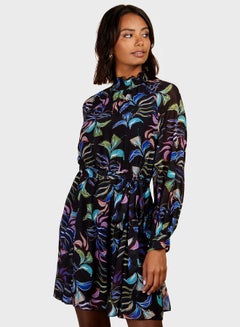 Buy Puff Sleeve Floral Printed Dress in Saudi Arabia