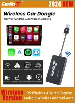 اشتري Carlinkit Wireless CarPlay & Android Auto Dongle for Android Car Navigation Player USB Adapter Mirror Screen Spotify Waze CCPA/W في السعودية