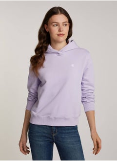 Buy Women's Cotton Terry Badge Hoodie - Cotton blend terry, Purple in Saudi Arabia