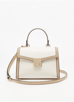 Buy Women's Colourblock Satchel Bag with Top Handle and Zip Closure in Saudi Arabia