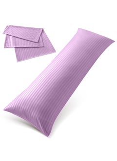 اشتري Hotel Linen Klub Long Body 1Pc Stripe Pillowcase - 100% Microfiber  with envelope closure, Soft and Durable Quality, Size : 45 x 125cm , Lilac في الامارات