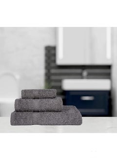 اشتري Premium 100% Cotton Towels, For Everyday Use, Ultra Soft, Highly Absorbent, Luxurious 3-Piece Hand, Bath & Face Towel, 360gsm, Charcoal Gray في الامارات