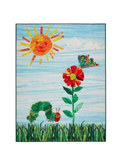 Buy Eric Carle "The Very Hungry Caterpillar Elementary Sun Scene Kids Machine Washable Area Rug Blue Green 35"X51" in UAE