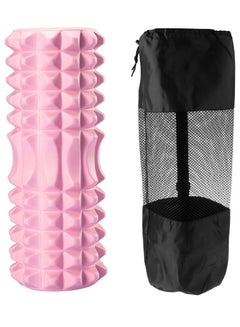 Buy Yoga Foam Roller Moon for Deep Tissue Massage Muscle with Carry Bag, Light Pink in Egypt