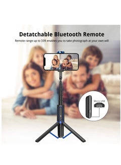 Buy Selfie Stick Tripod, Extendable 3 in 1 Aluminum Bluetooth Selfie Stick with Wireless Remote in UAE