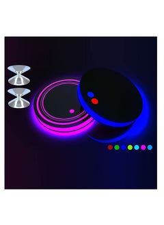 اشتري Universal Vehicle Light Up LED Cup Holder Lights Insert Coaster Ring for Two Button Control, Seven Color Variations Mat Luminescent Cup Pad Atmosphere Lamp Decoration Light 2Pcs في الامارات