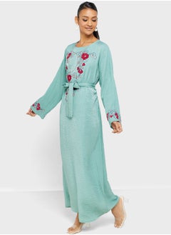 اشتري Embroidered Belted Jalabiya في السعودية