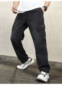 Buy Men Black  Jeans - Relaxed Tapered Fit for Comfort in UAE