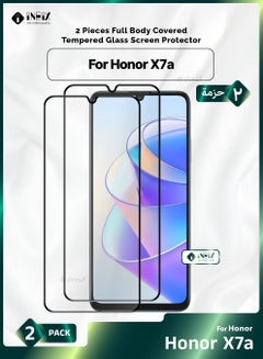 Buy 2 Pieces Full Body Covered Tempered Glass Screen Protector For Honor X7a-Clear/Black in Saudi Arabia