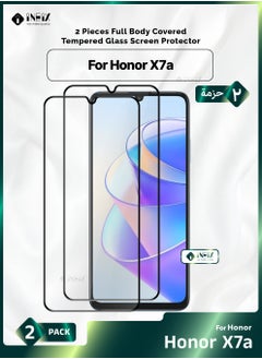 Buy 2 Pieces Full Body Covered Tempered Glass Screen Protector For Honor X7a-Clear/Black in Saudi Arabia