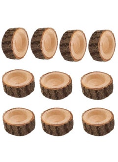 Buy Wooden Tea Light Candle Holders, Rustic Wood Candle Holder Set for Wedding Centerpieces for Table, Party Home Decoration 10 PCS in UAE