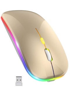 اشتري ماوس بلوتوث لاسلكي، ماوس LED مزدوج الوضع قابل لإعادة الشحن (بلوتوث 5.2 وجهاز استقبال USB) ماوس صامت محمول، لأجهزة الكمبيوتر المحمول/سطح المكتب/الكمبيوتر اللوحي في مصر