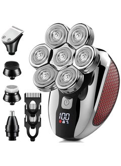 Buy Detachable Electric Shavers for Bald Men Waterproof Wet and Dry Dual Use 7D with Hair Sideburns Trimmer 6 in 1 Electric Razor Cordless Men's Grooming Kit in Saudi Arabia