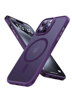 Buy iPhone 15 Pro Case Cover Compatible with Magsafe Magnetic Designed Shockproof Case Translucent Matte Protective Cover Back Hard Cases with Magnet for iPhone 15 Pro Case Purple in UAE