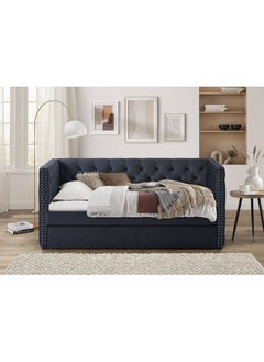 Buy Chicago 91x200 Day Bed With Trundle Convertible Three Seat Sleeping Sofa Bed Modern Design Living Room Furniture L 220 x W 105 x H 98 cm Black in UAE