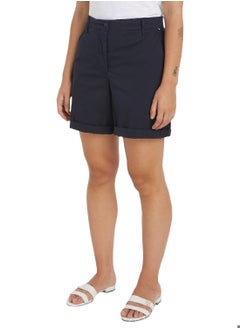 Buy Women's Garment Dyed Turn-Up Mom Chino Shorts -  Stretch cotton blend, Blue in Saudi Arabia