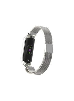 اشتري Metal Magnetic Stainless Steel strap for Xiaomi Mi Band 5/6 Mi Smart Bracelet Silver في مصر